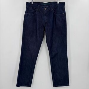 Perry Ellis Mens Dark Wash Straight Leg Jeans Indigo Blue 33x30 Denim Pants